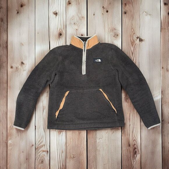 The North Face Campshire Sherpa Fleece Pull Over Sweater Size Medium M Dk Grey - Picture 2 of 9